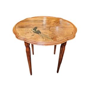 Emile Gallé Art Nouveau Coffee Table "the Magpie"