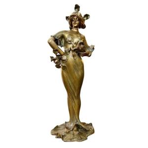 Lucien Alliot Grande Sculpture Art Nouveau "Flora"