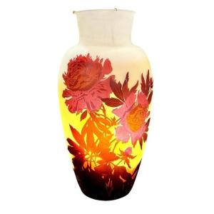 Emile Gallé Exceptionnel Vase Art Nouveau "Aux Pivoines"