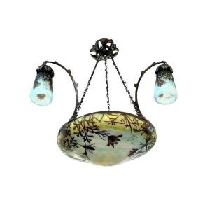 Daum Nancy Art Nouveau Chandelier "pulsating Anemones"