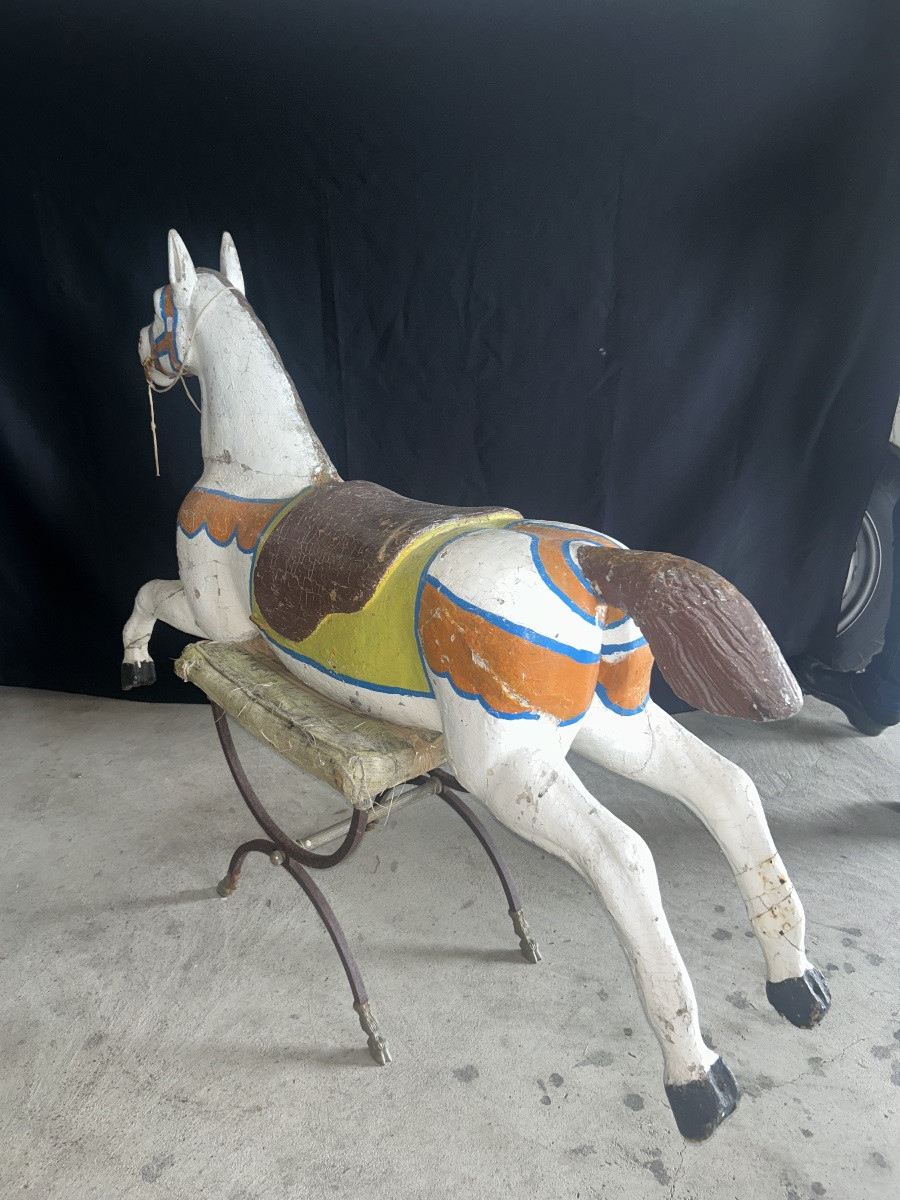 Painted Wooden Carousel Horse -photo-2