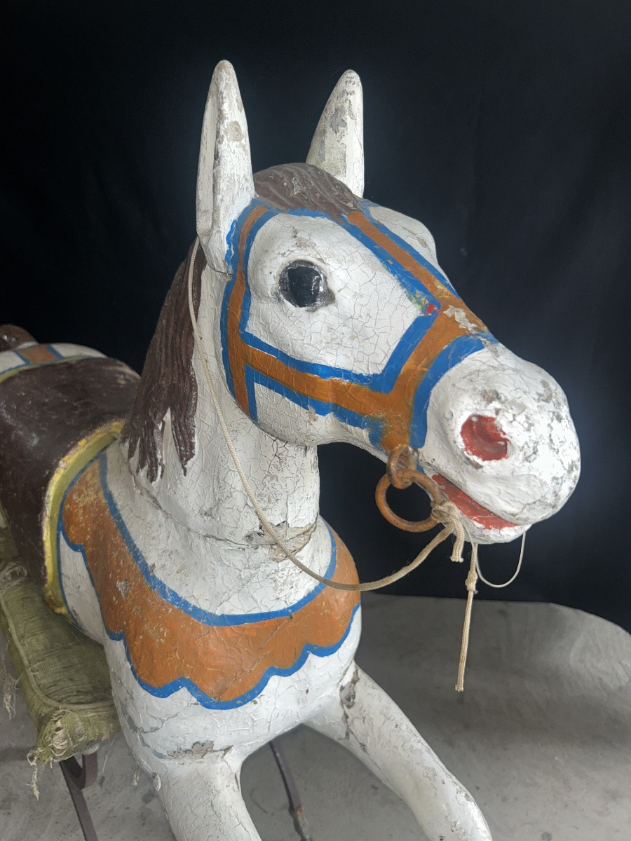 Painted Wooden Carousel Horse -photo-4