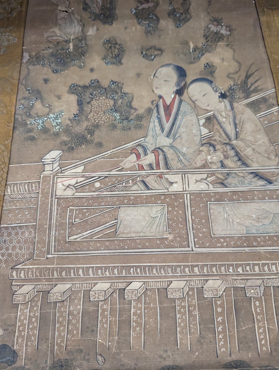 Paire d'Encres Sur Papier Ecole Chinoise, XIXe Siècle-photo-1