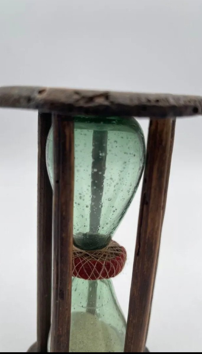 Hourglass With Two Bulbs, Bubble Glass, Resin Frame, 18th Century -photo-2