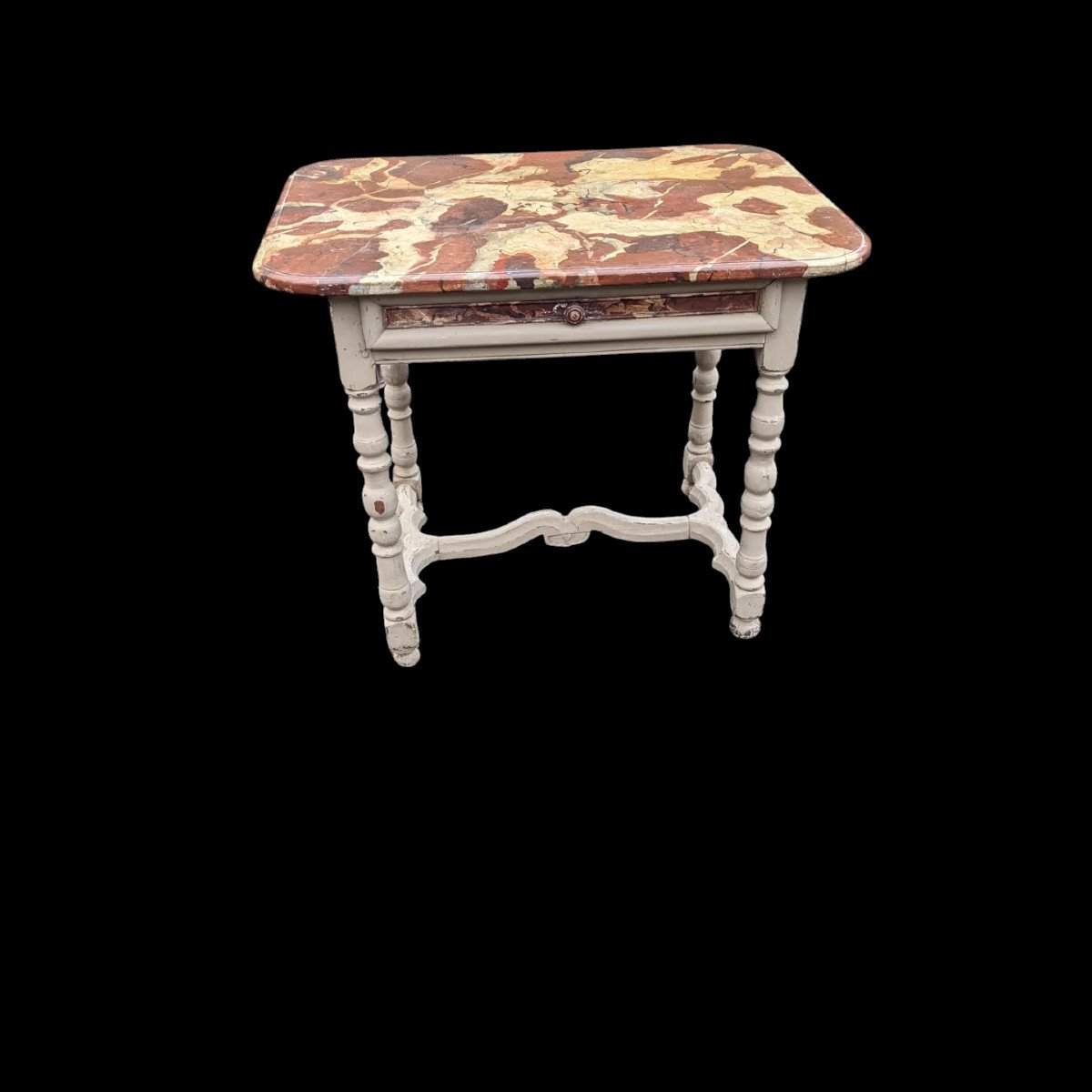 Lxiii One Drawer Spacer Table Faux Marble Top 