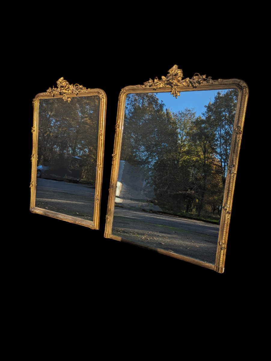 Large Pair Of 19th Century Fireplace Mirrors -photo-2