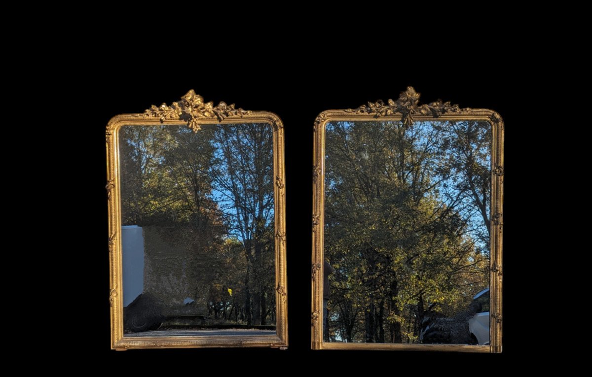 Large Pair Of 19th Century Fireplace Mirrors 