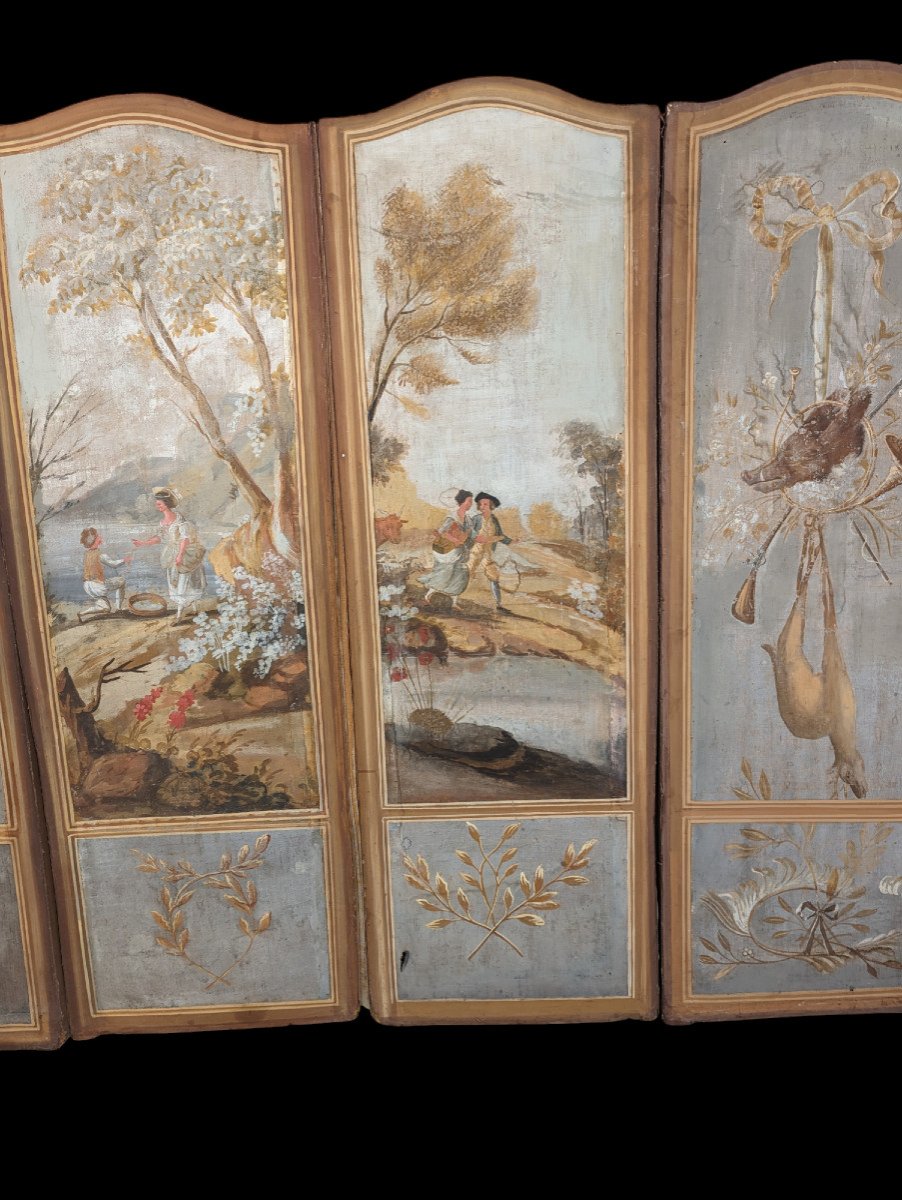 19th Century Painted Canvas Screen -photo-4