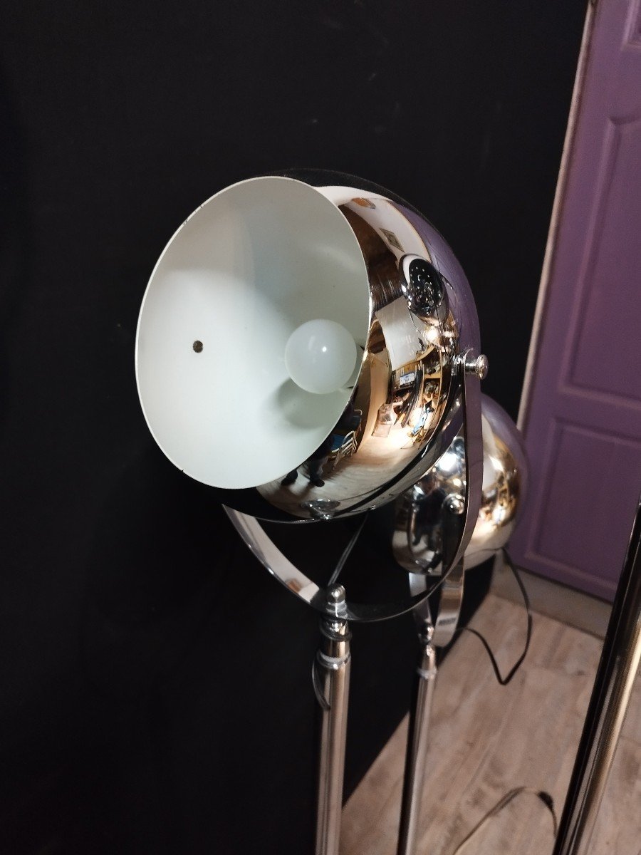 Vintage Chrome Steel Floor Lamp With Three Spots-photo-4