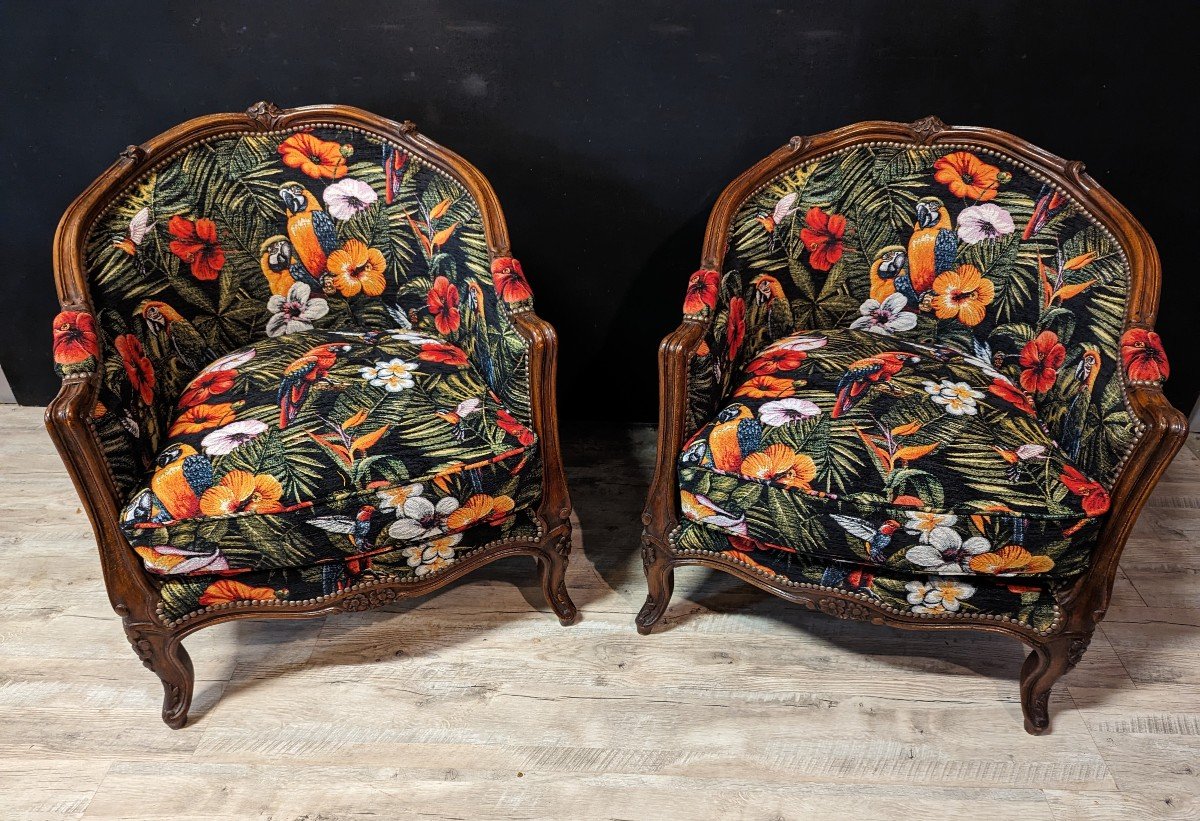 Pair Of Bergère Style Louis XV Rocaille