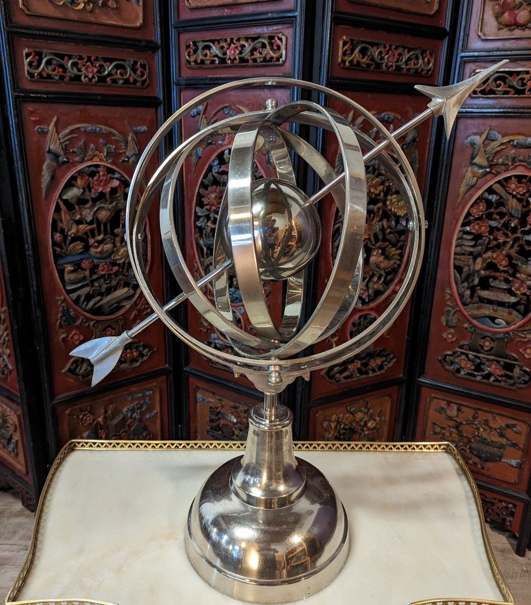 Armillary Sphere In Nickel Plated Metal