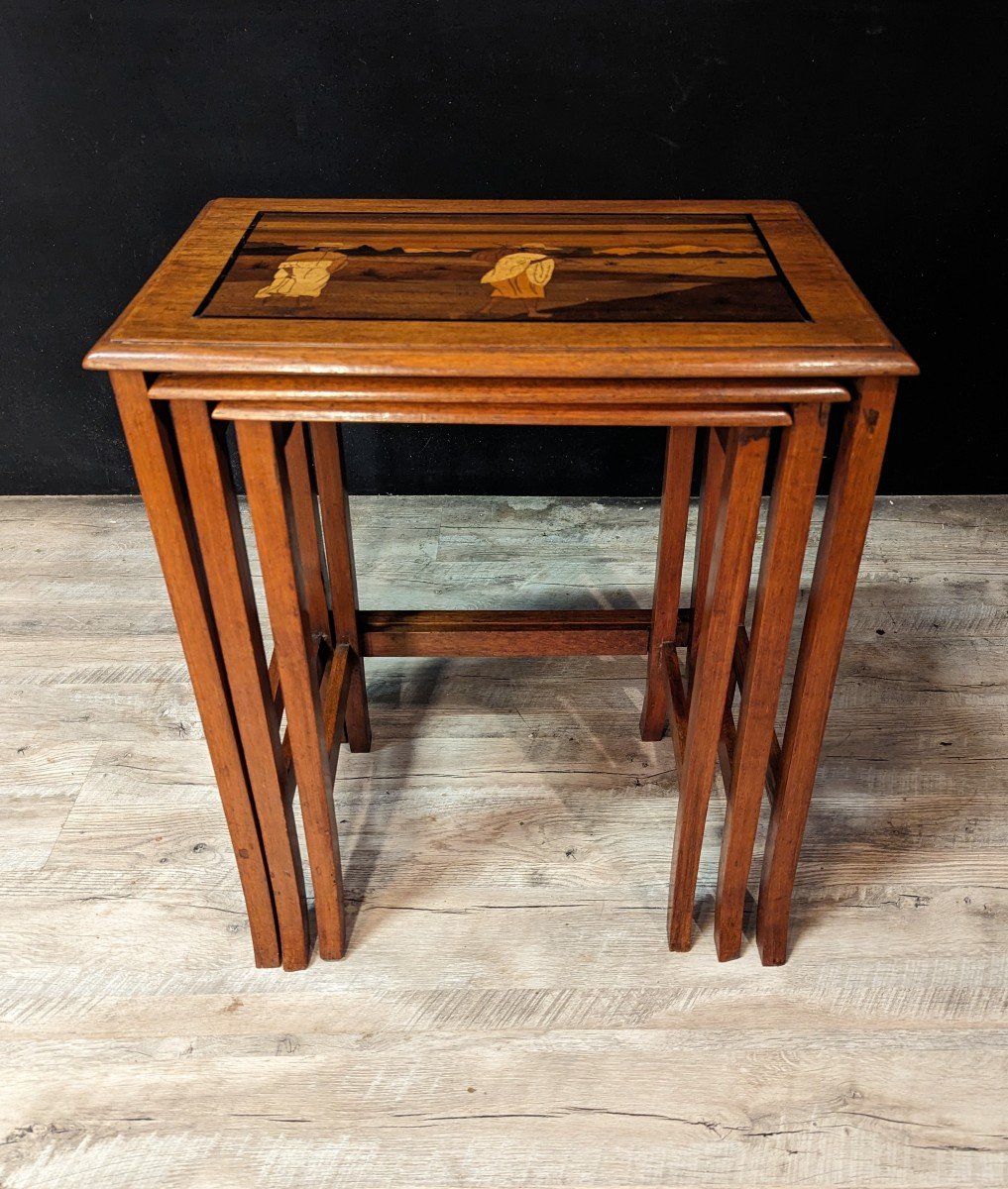 Asian Nesting Tables In Marquetry-photo-3