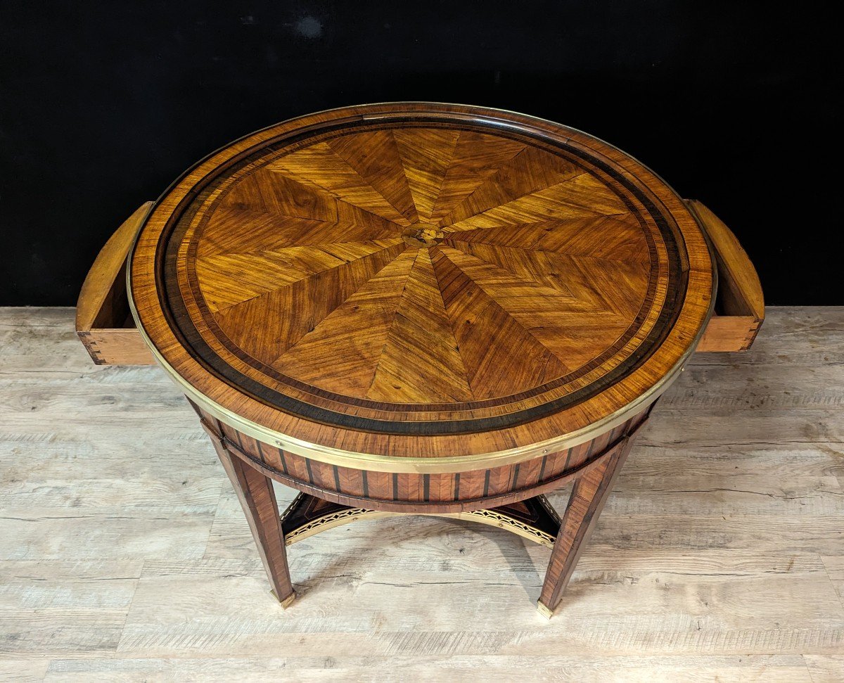 Louis XVI Pedestal Table In Marquetry-photo-4