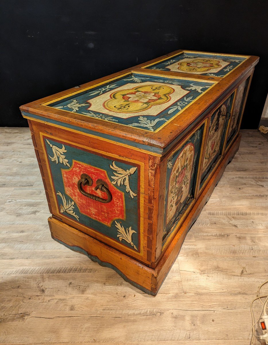 Tyrolean Wedding Chest Painted And Dated 1855-photo-4