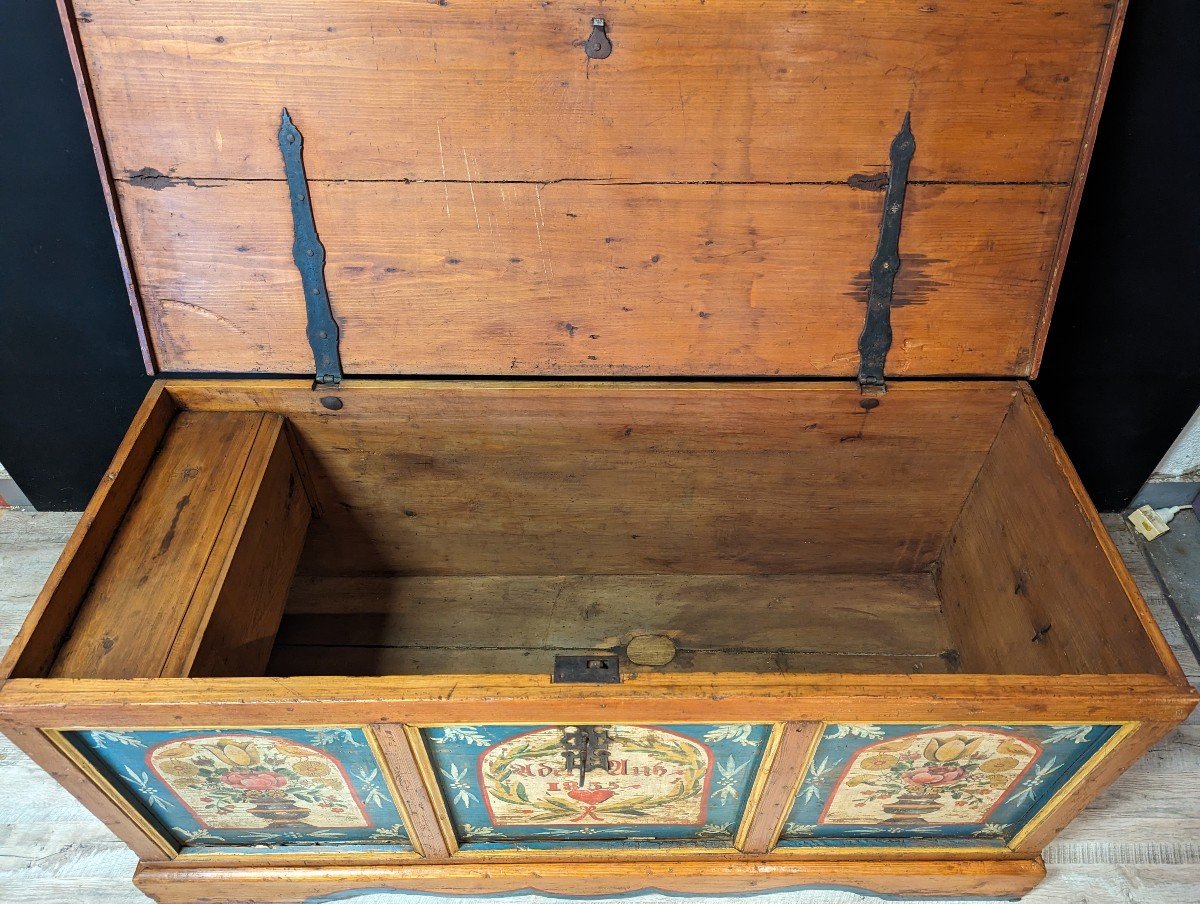 Tyrolean Wedding Chest Painted And Dated 1855-photo-2