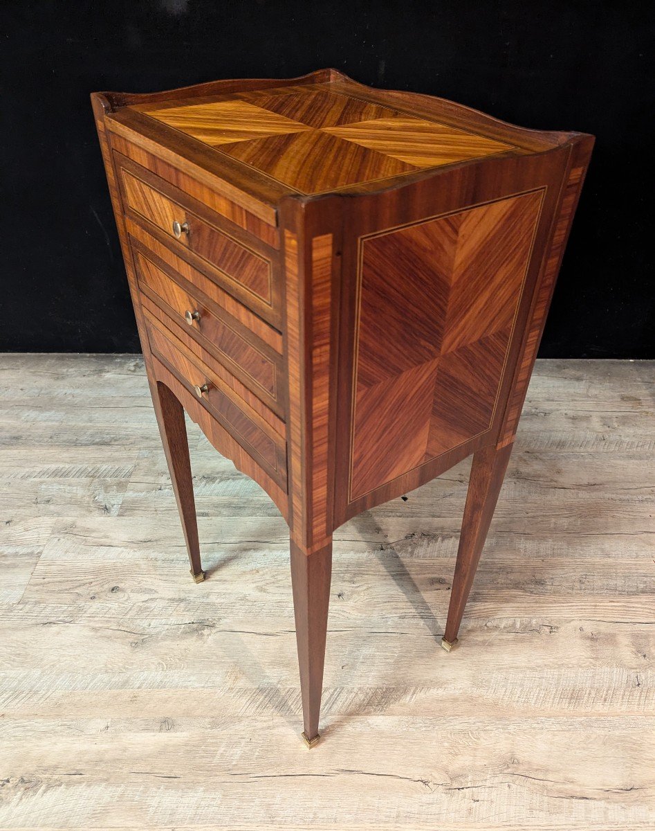 Pair Of Louis XV Style Bedside Tables In Rosewood Marquetry-photo-1