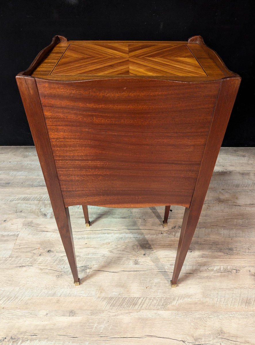 Pair Of Louis XV Style Bedside Tables In Rosewood Marquetry-photo-3