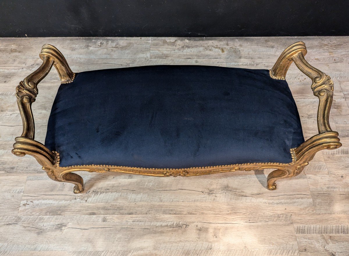 Louis XV Piano Bench In Golden Wood With Two Places-photo-2