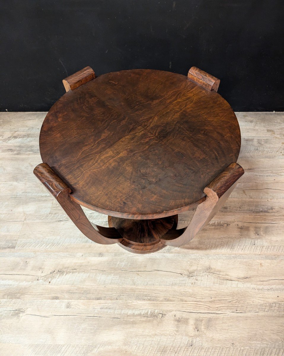 Art Deco Walnut Pedestal Table-photo-2