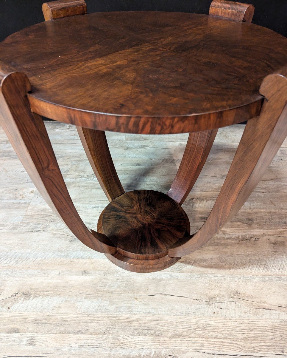 Art Deco Walnut Pedestal Table-photo-3