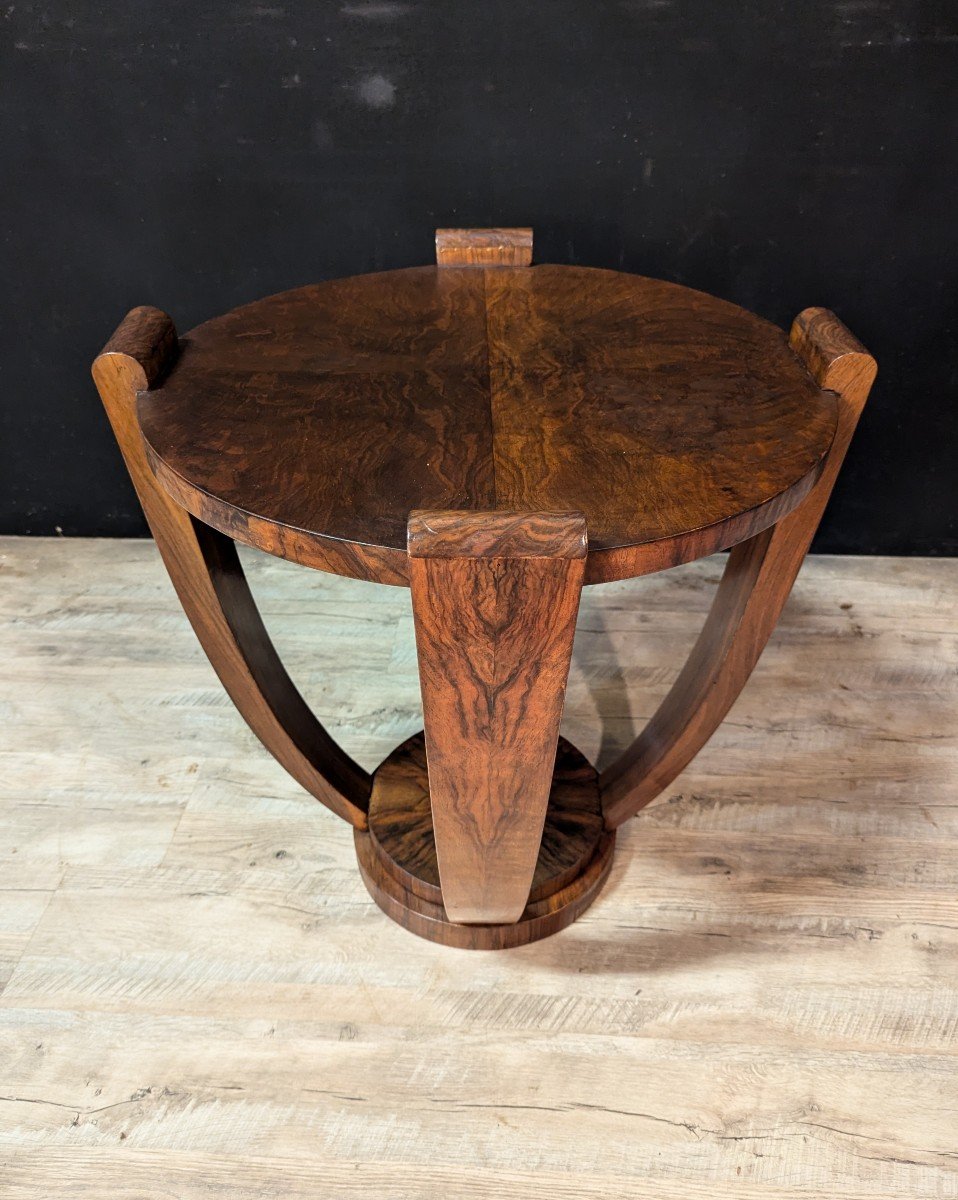 Art Deco Walnut Pedestal Table-photo-4