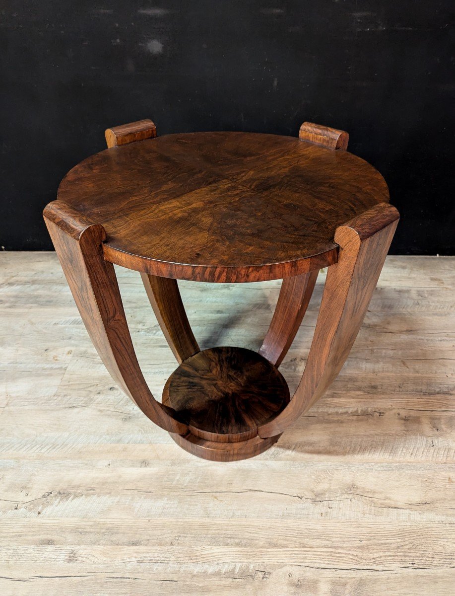 Art Deco Walnut Pedestal Table