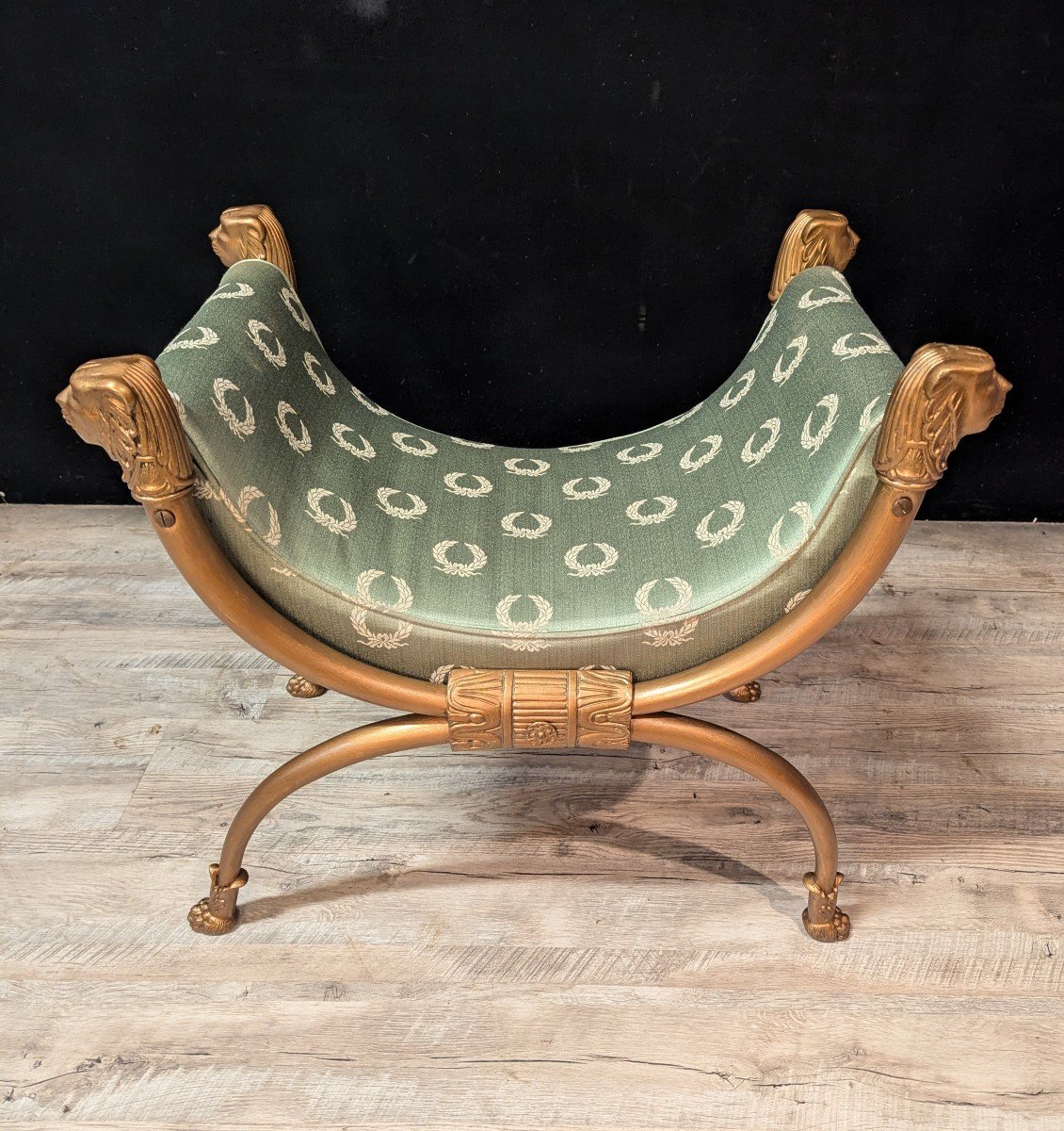 Curule Seat In Gilded Brass-photo-1