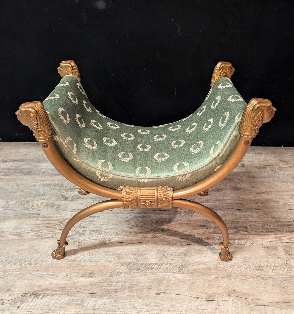 Curule Seat In Gilded Brass