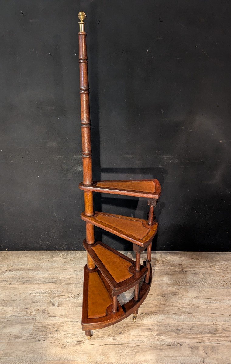 English Mahogany Library Stepladder