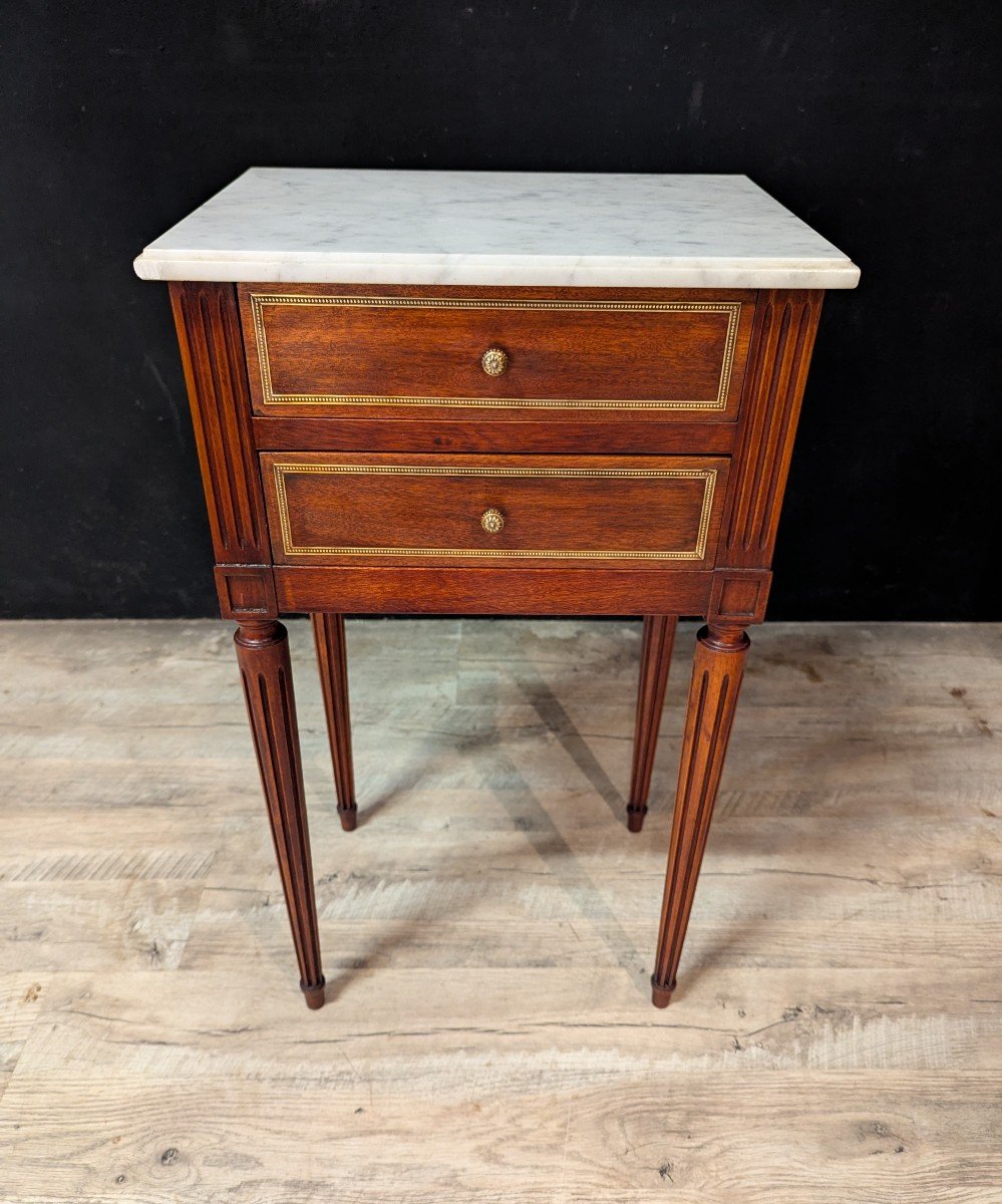 Pair Of Louis XVI Style Mahogany Bedside Tables-photo-3