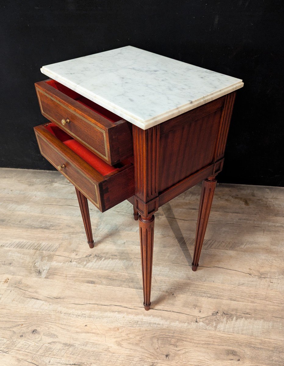 Pair Of Louis XVI Style Mahogany Bedside Tables-photo-3