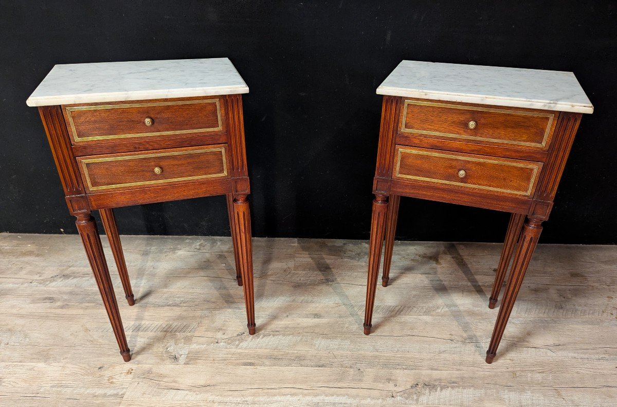 Pair Of Louis XVI Style Mahogany Bedside Tables