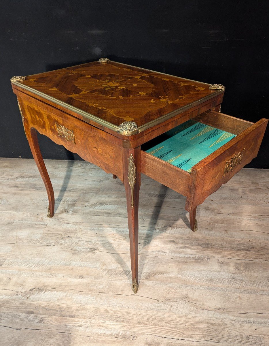 Louis XV Style Marquetry Games Table-photo-2