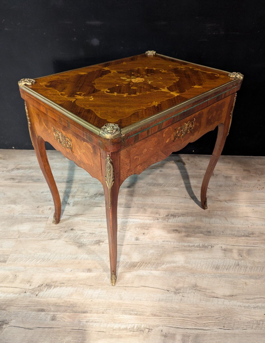 Louis XV Style Marquetry Games Table-photo-3