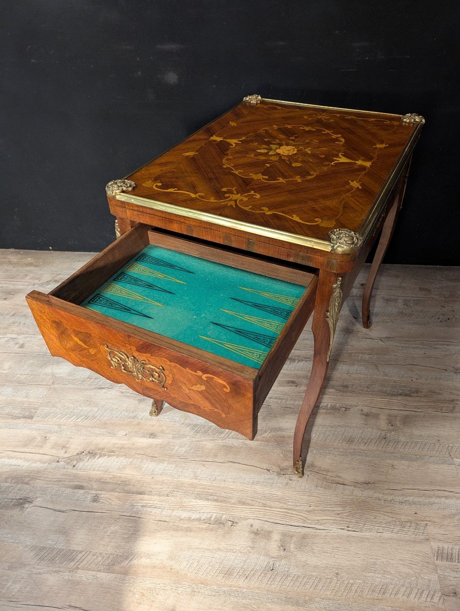 Louis XV Style Marquetry Games Table-photo-4