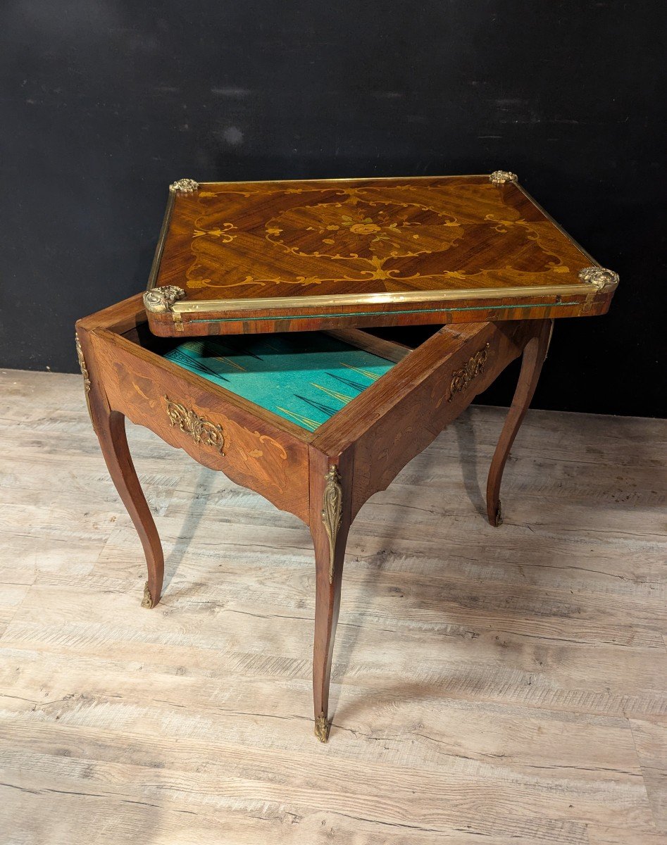 Louis XV Style Marquetry Games Table-photo-1