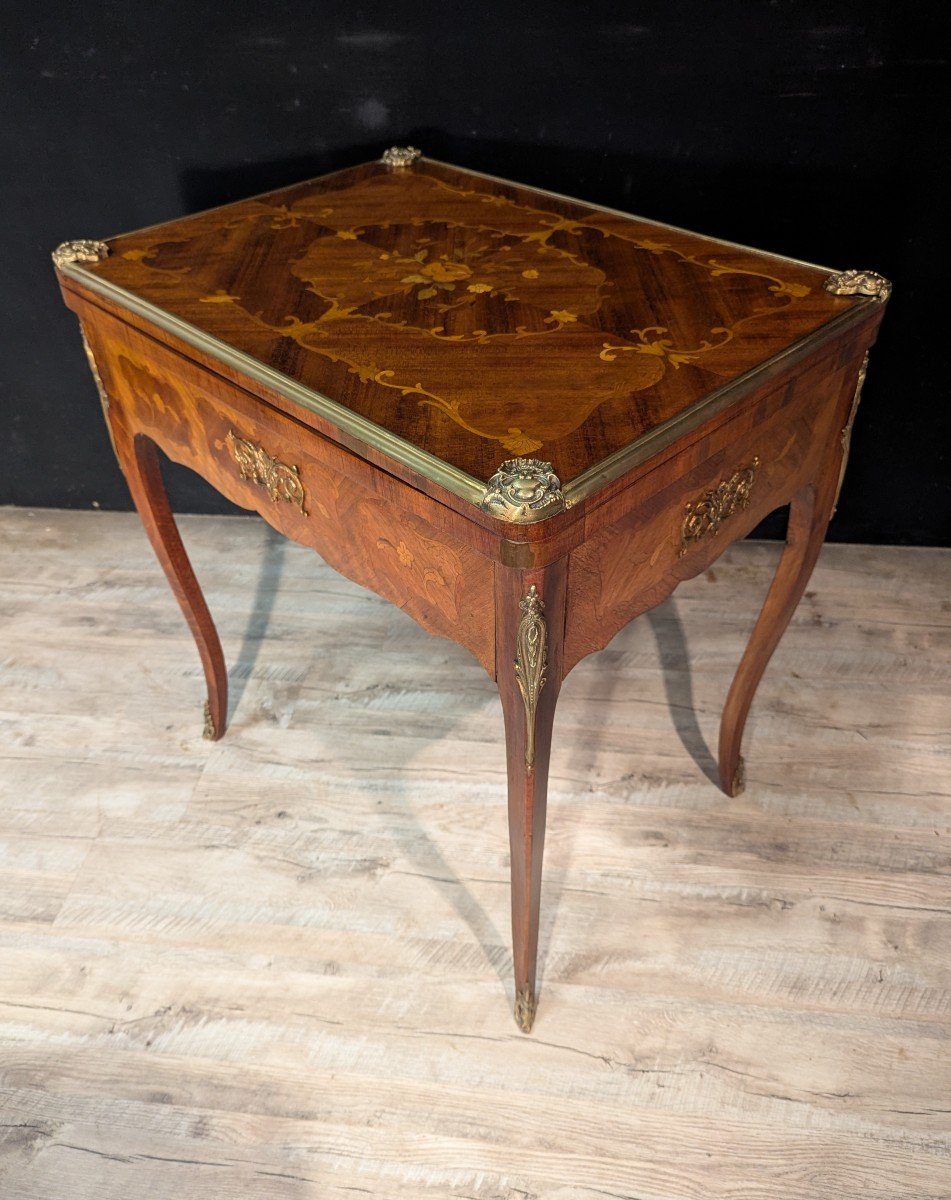 Table à Jeux En Marqueterie Style Louis XV