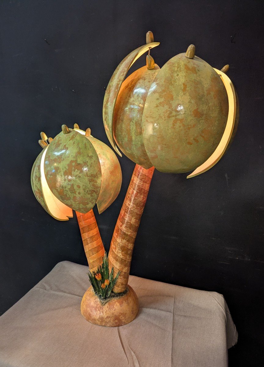 Vintage Coconut Wood Lamps-photo-2