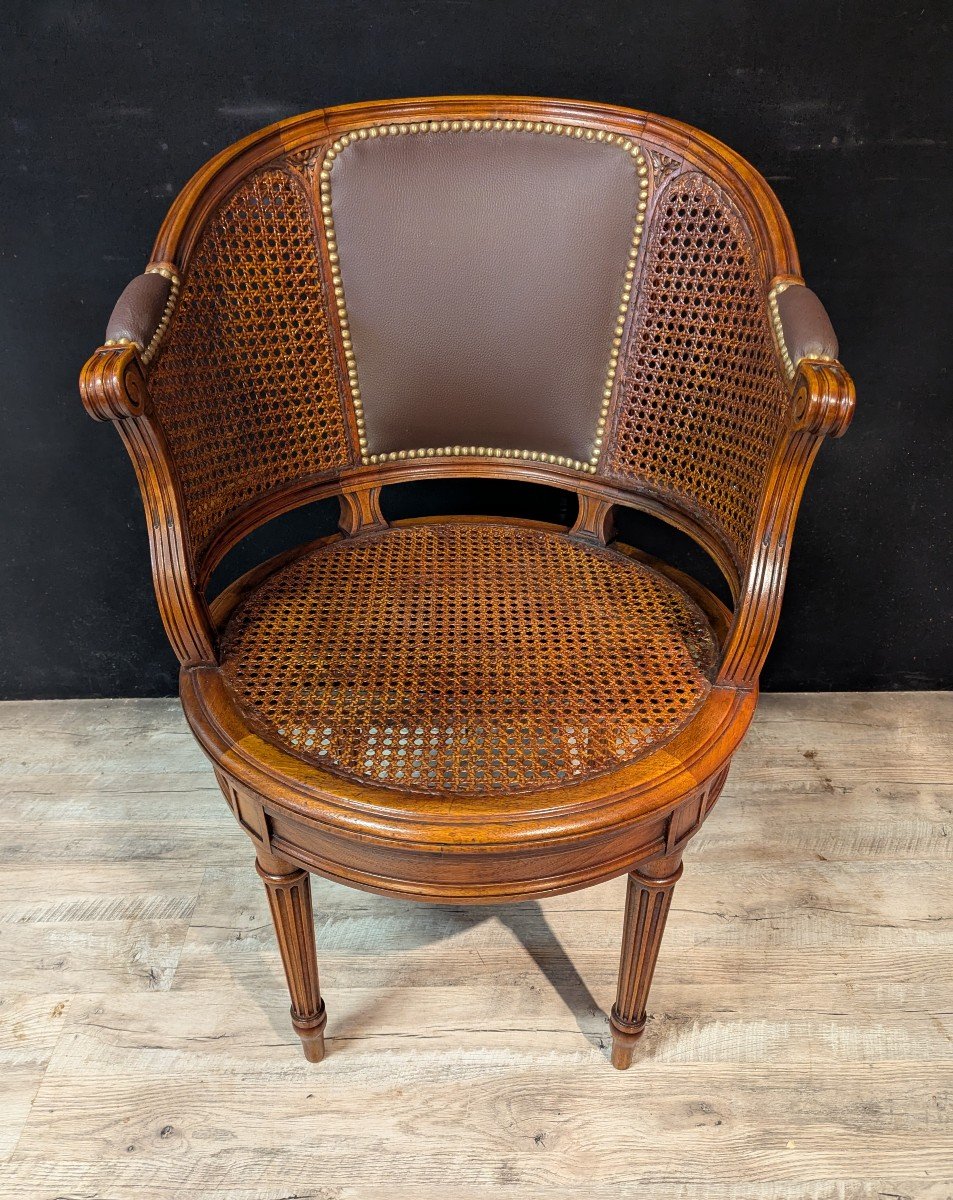 Louis XVI Mahogany Swivel Office Chair-photo-2