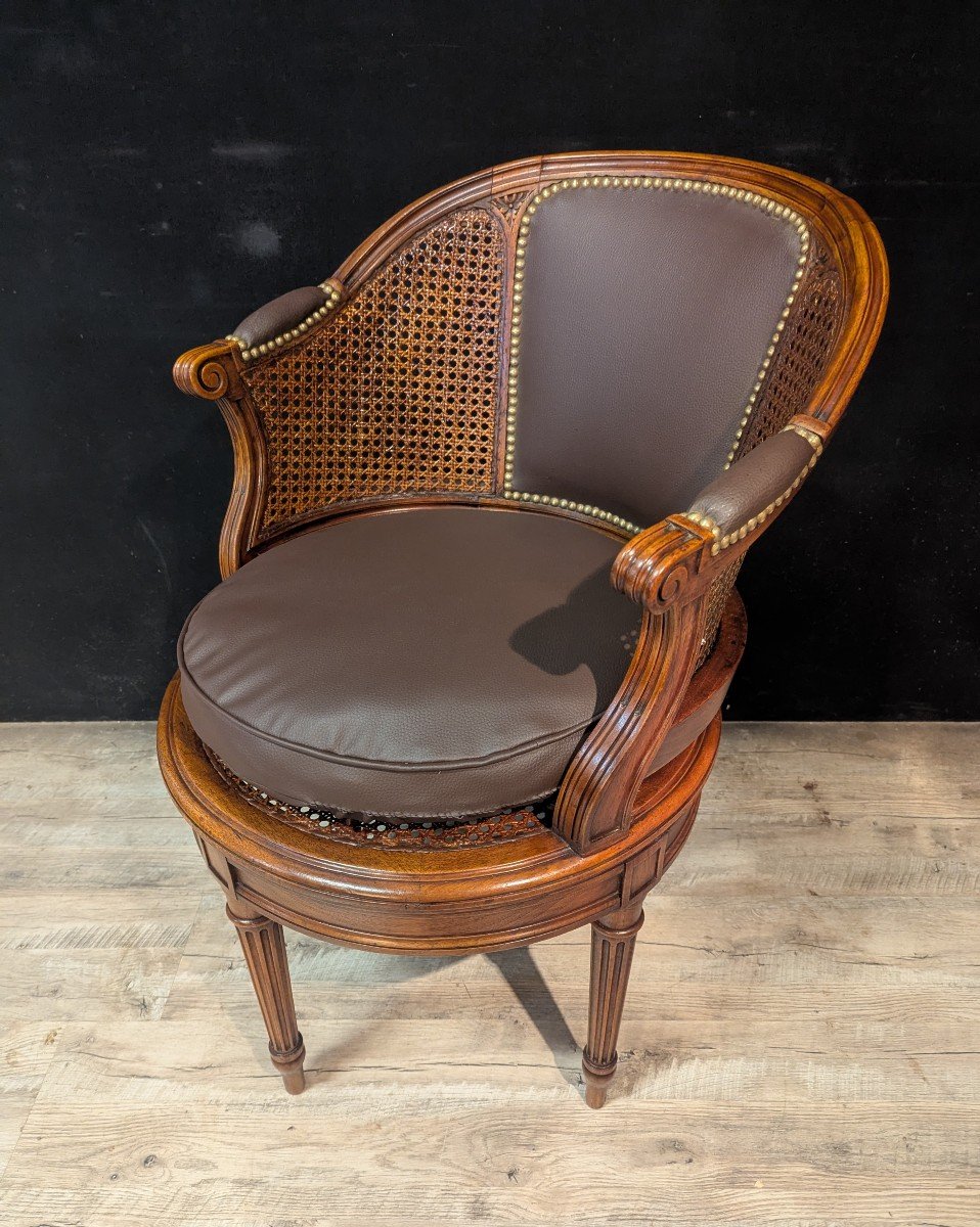 Louis XVI Mahogany Swivel Office Chair-photo-3