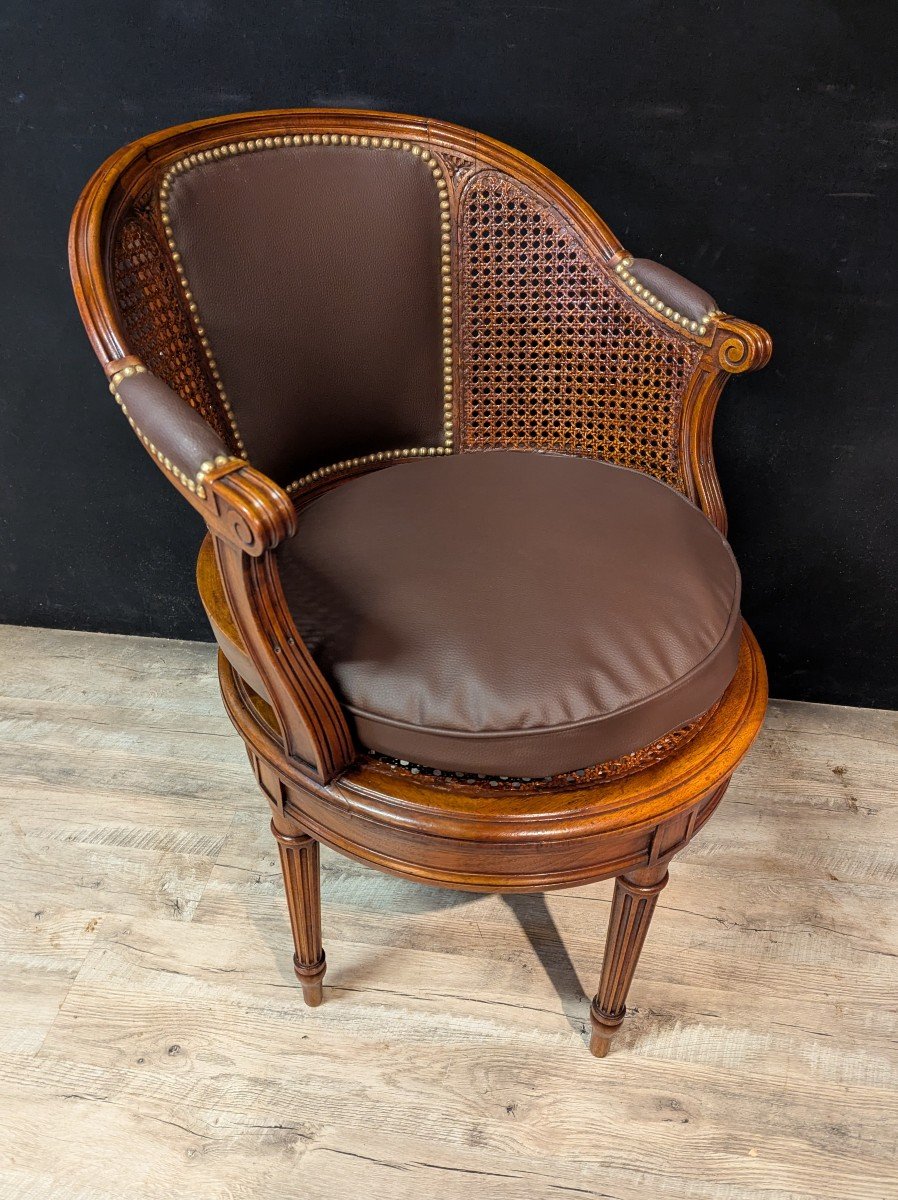 Louis XVI Mahogany Swivel Office Chair-photo-4