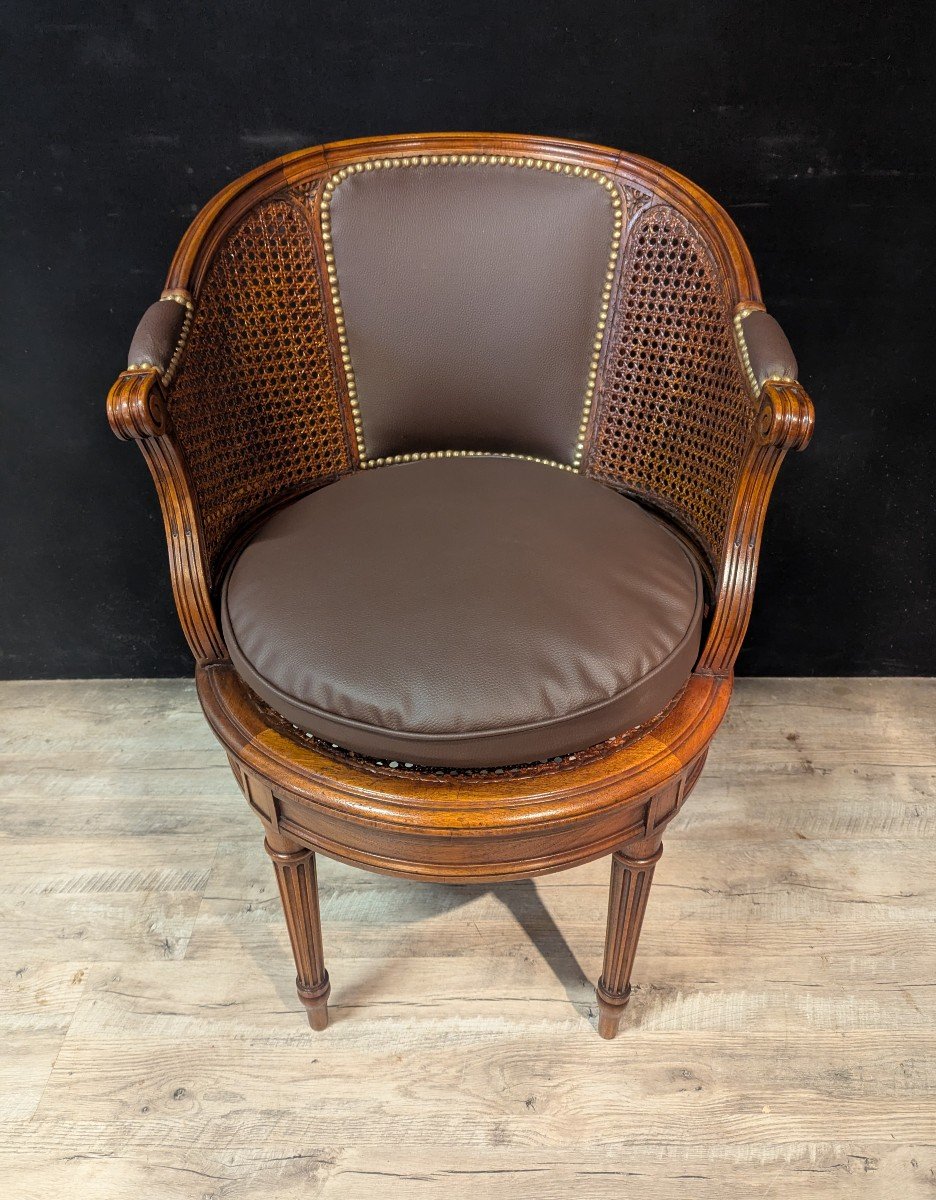 Louis XVI Mahogany Swivel Office Chair