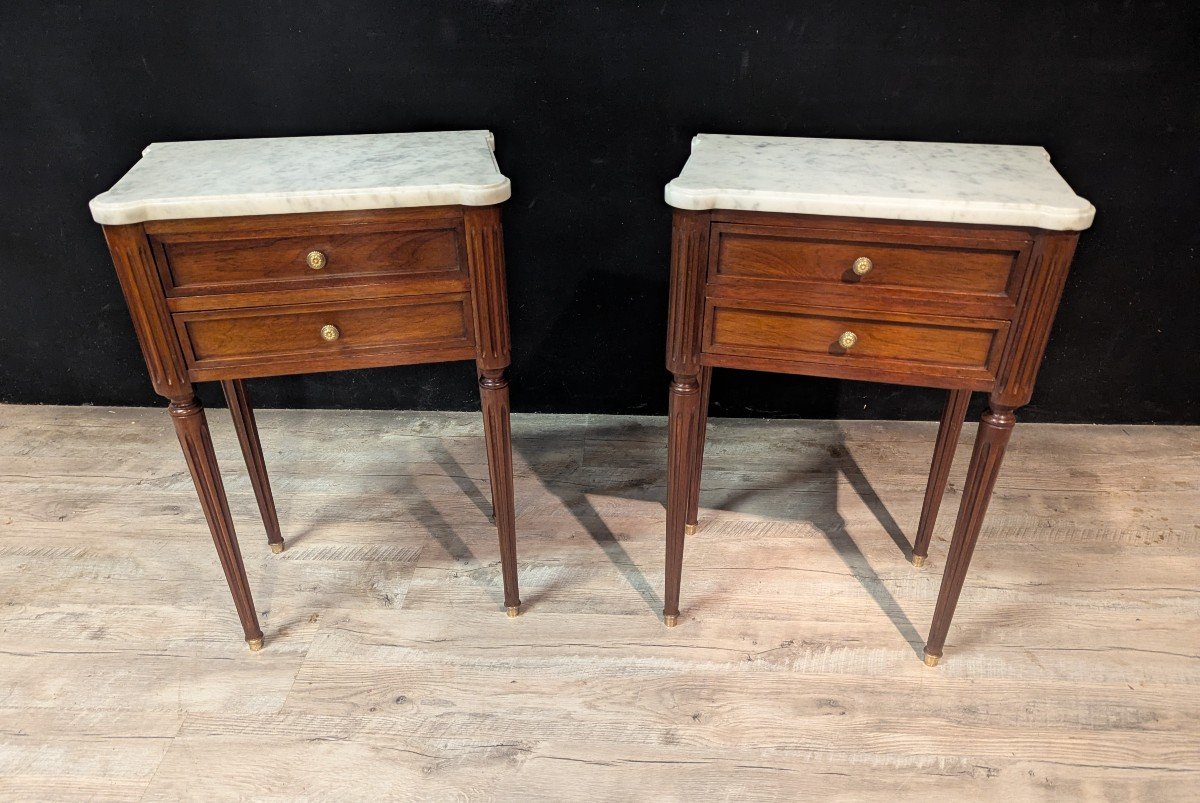 Pair Of Louis XVI Style Mahogany Bedside Tables