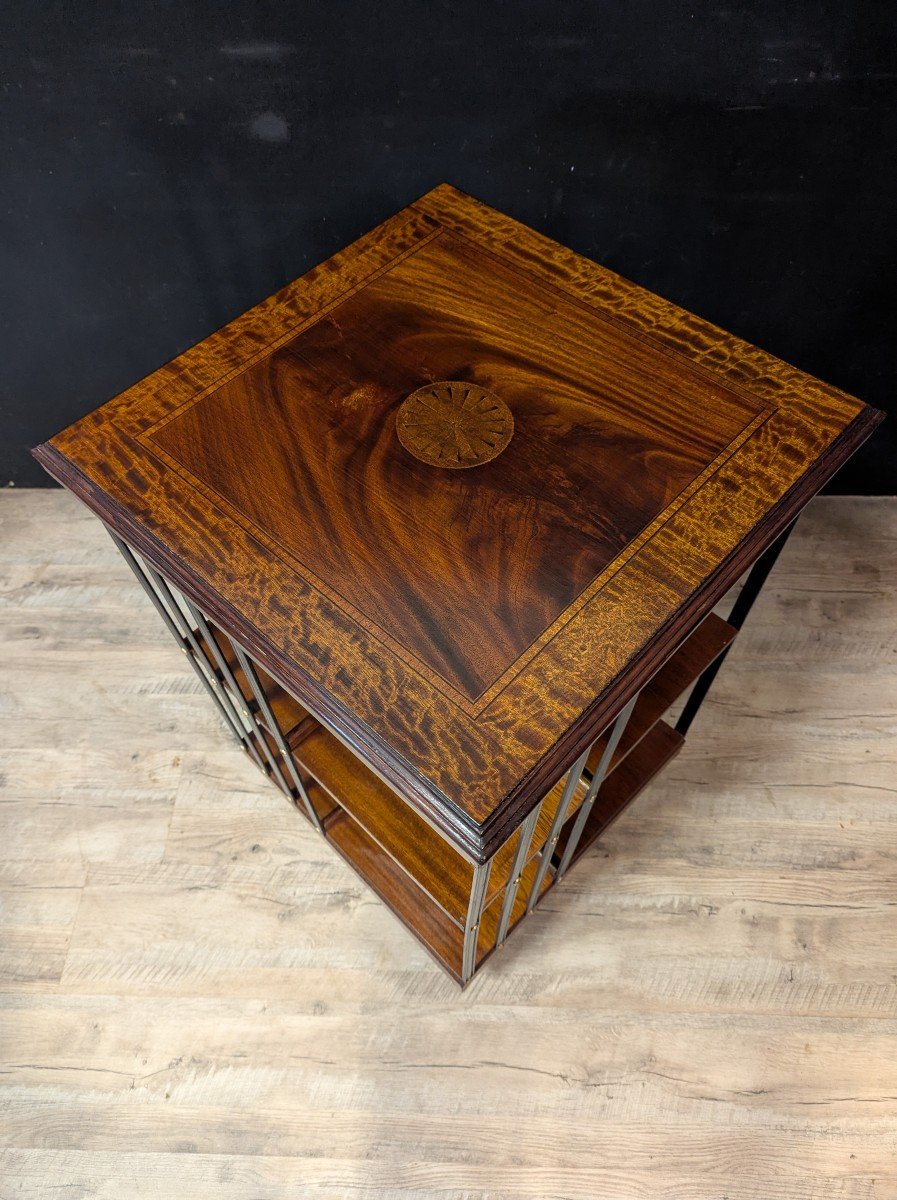 Revolving Bookcase In Mahogany And Marquetry-photo-2