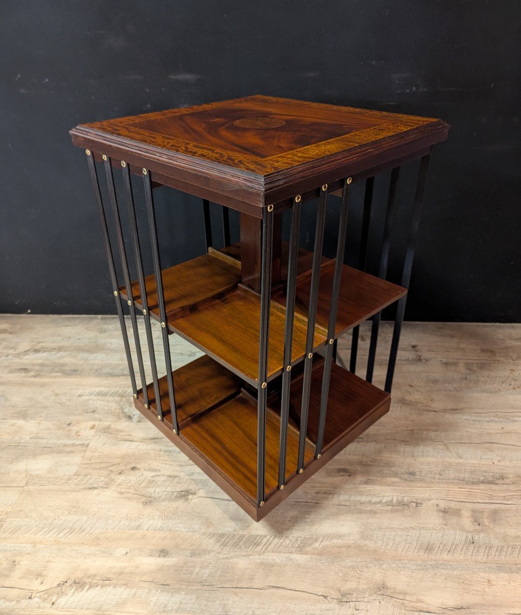 Revolving Bookcase In Mahogany And Marquetry-photo-4