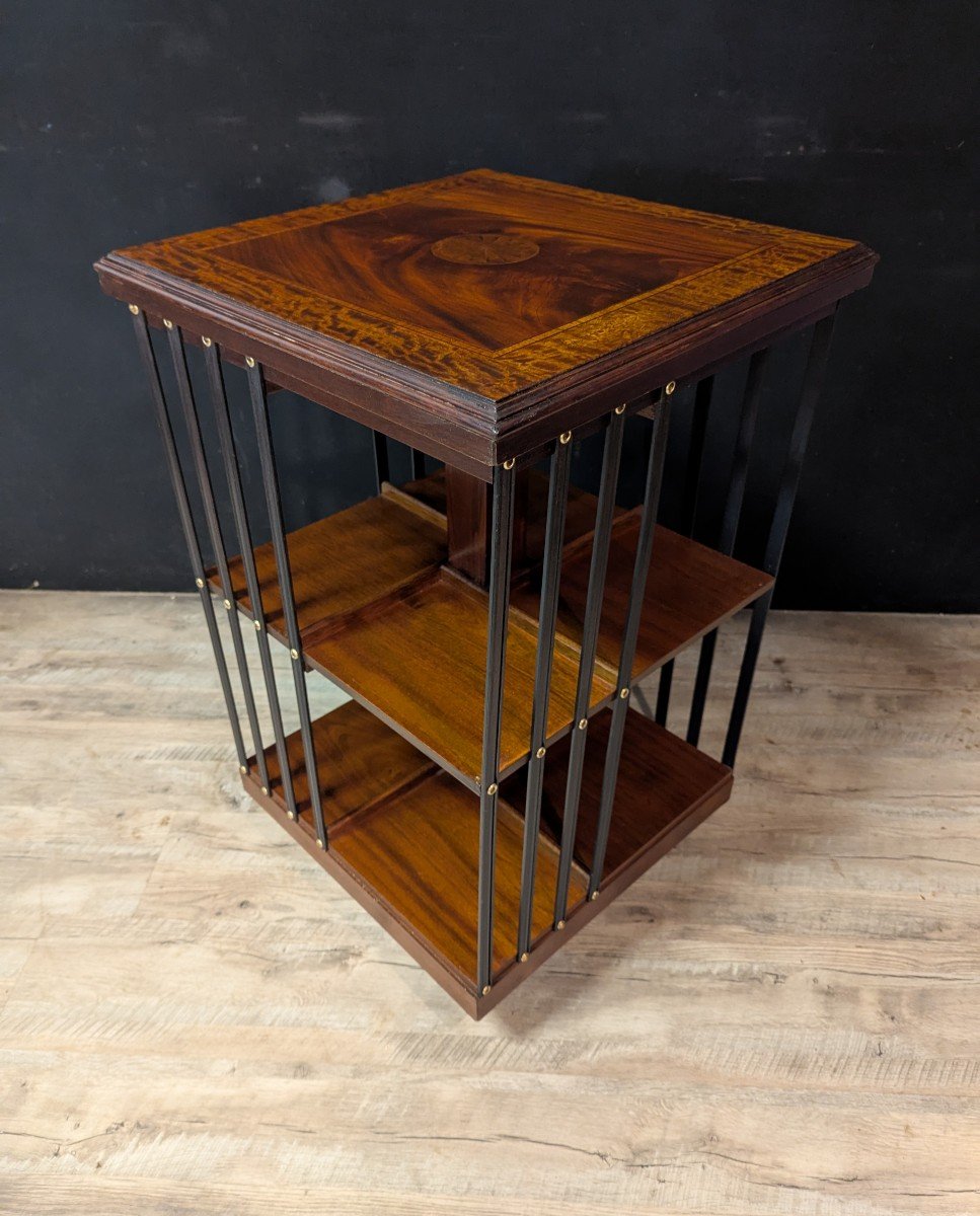 Revolving Bookcase In Mahogany And Marquetry