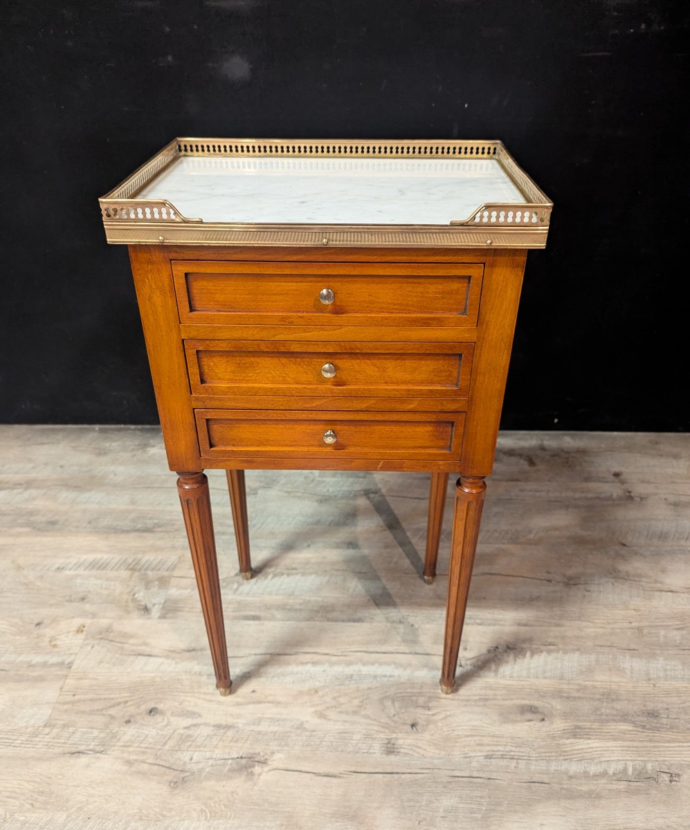 Pair Of Louis XVI Style Bedside Tables In Cherry Wood-photo-3