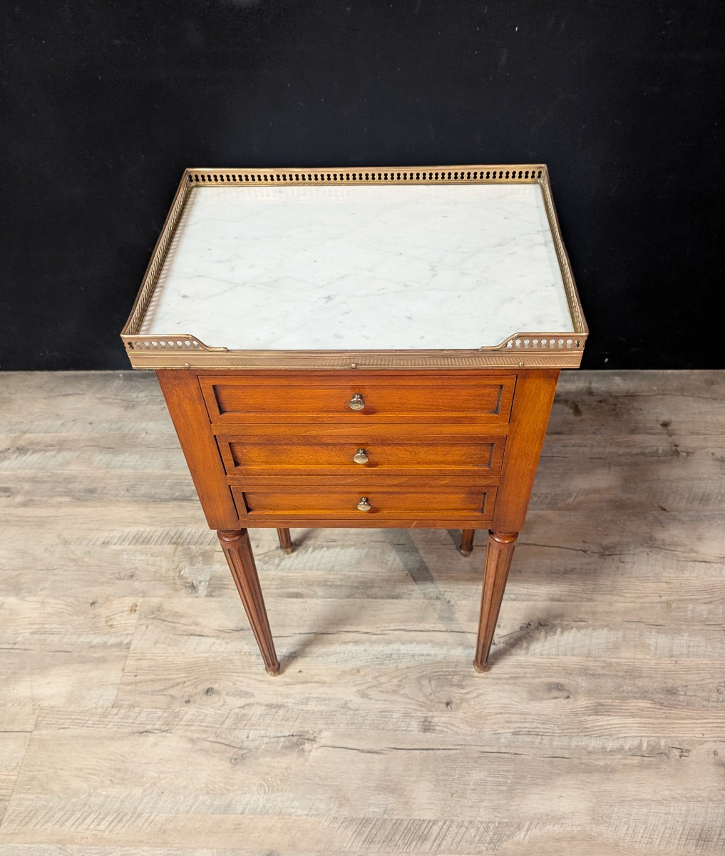 Pair Of Louis XVI Style Bedside Tables In Cherry Wood-photo-4