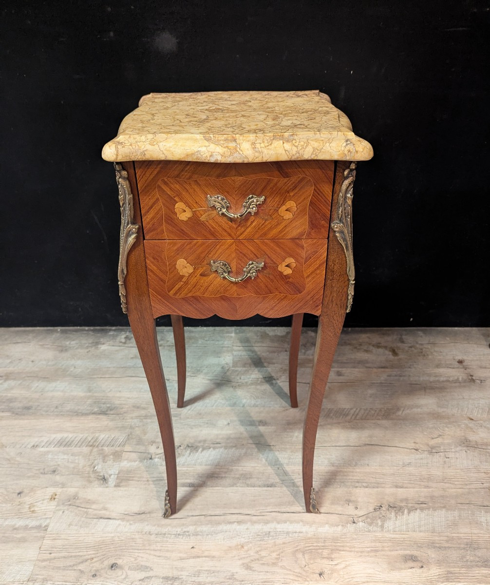 Pair Of Louis XV Marquetry Bedside Tables -photo-3