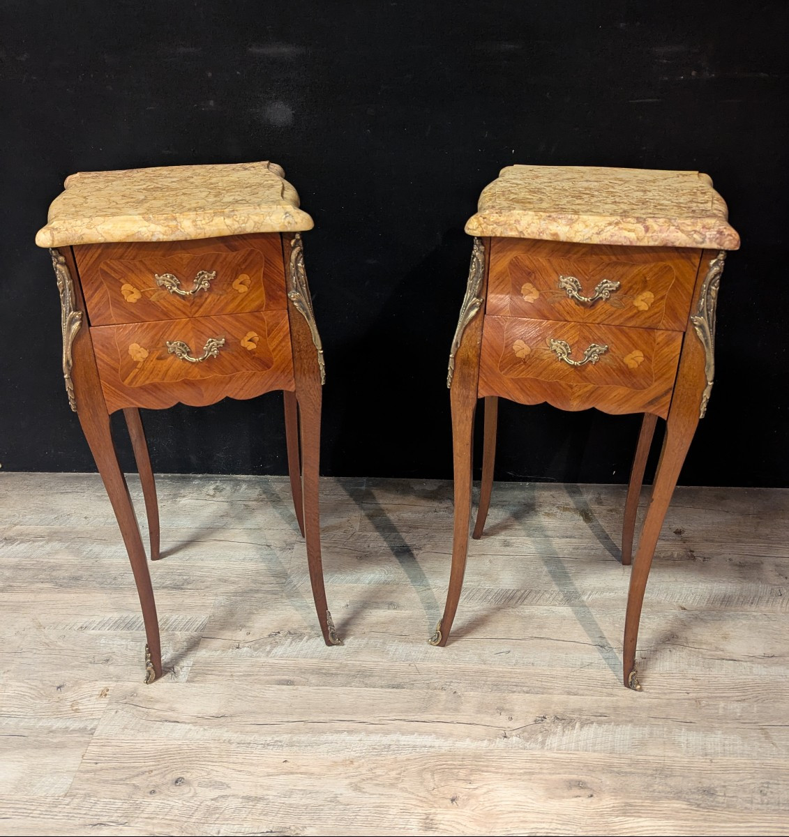 Pair Of Louis XV Marquetry Bedside Tables 